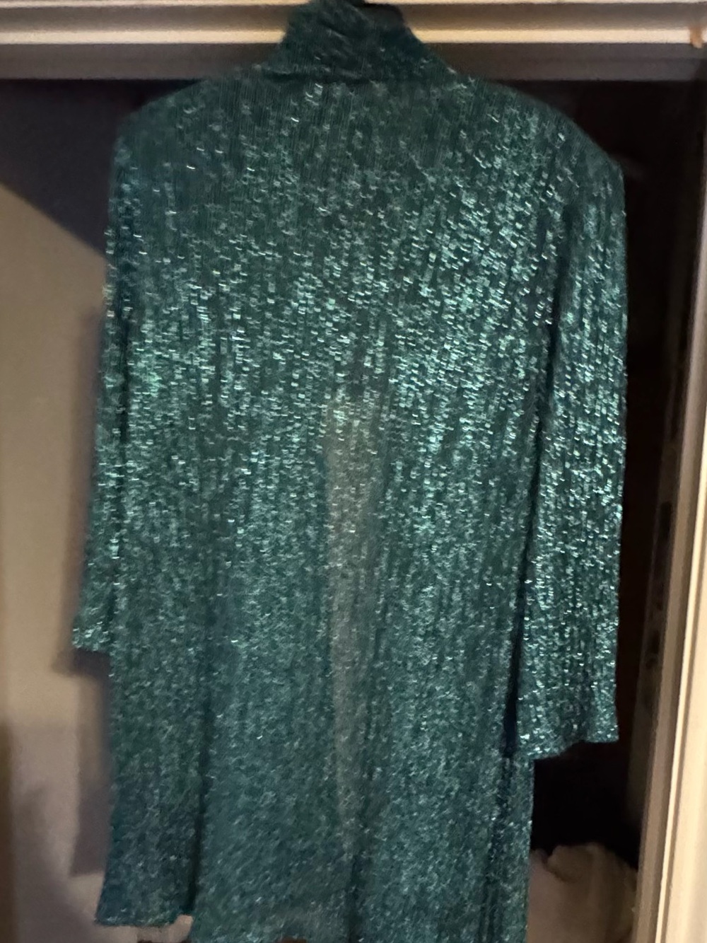 R&M Richards women’s Metallic Teal Open-Front Cardigan Teal Blue 16W